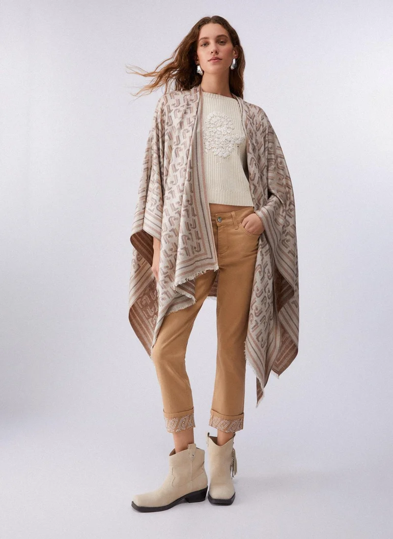 ليو جو Poncho with jacquard logo
